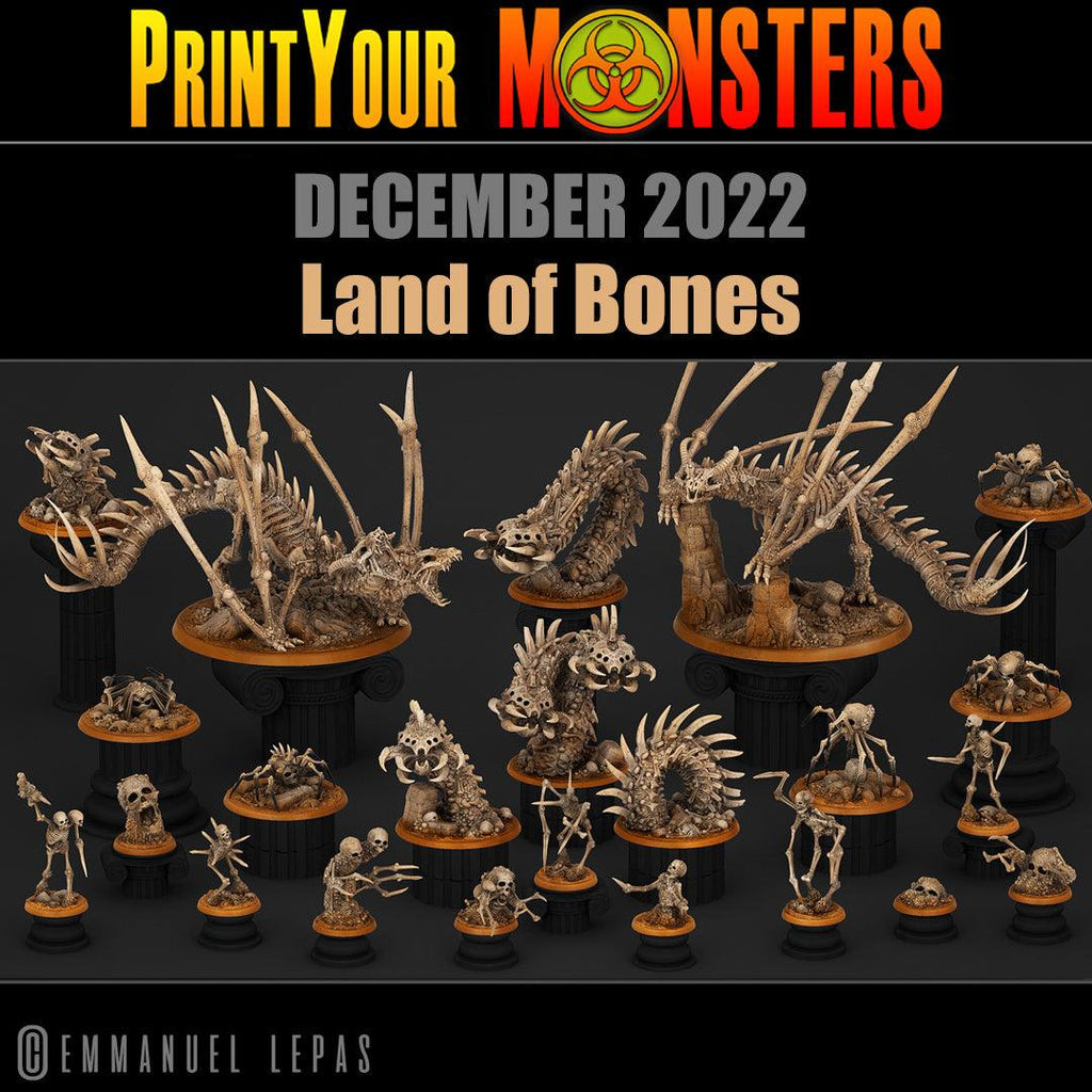 3D Printed Print Your Monsters Bones Dragon Land of Bones Set 28mm - 32mm D&D Wargaming