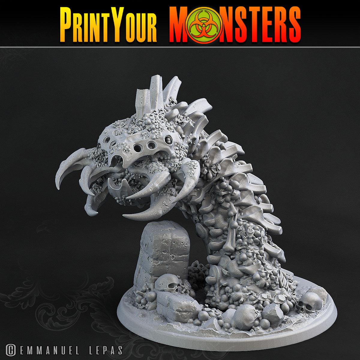 3D Printed Print Your Monsters Bones Worms Land of Bones Set 28mm - 32mm D&D Wargaming