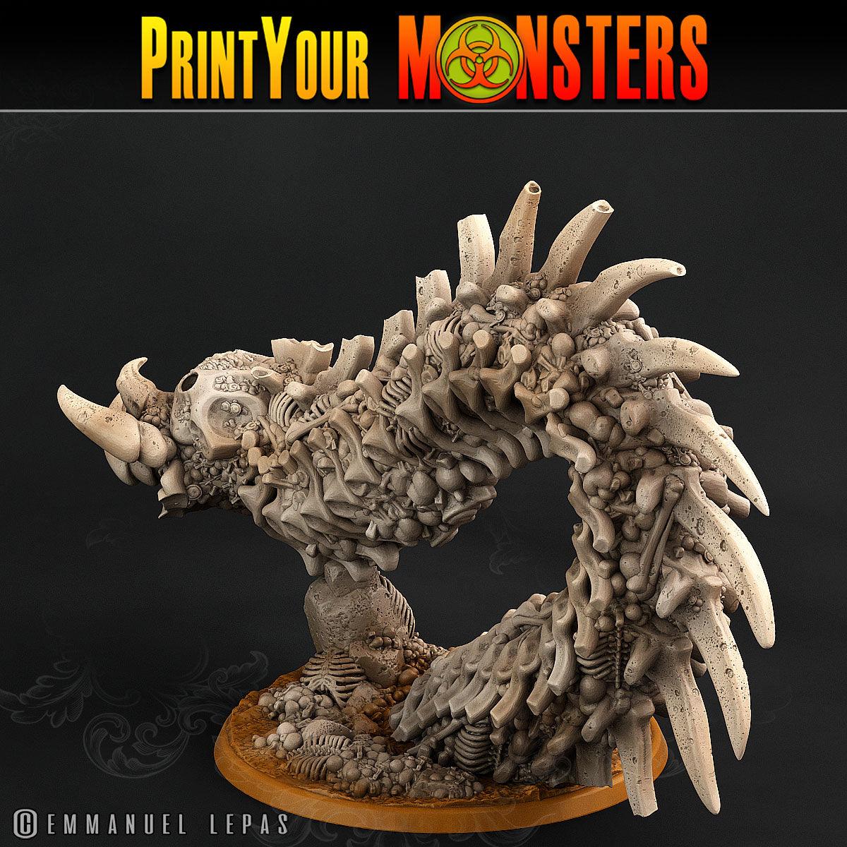 3D Printed Print Your Monsters Bones Worms Land of Bones Set 28mm - 32mm D&D Wargaming
