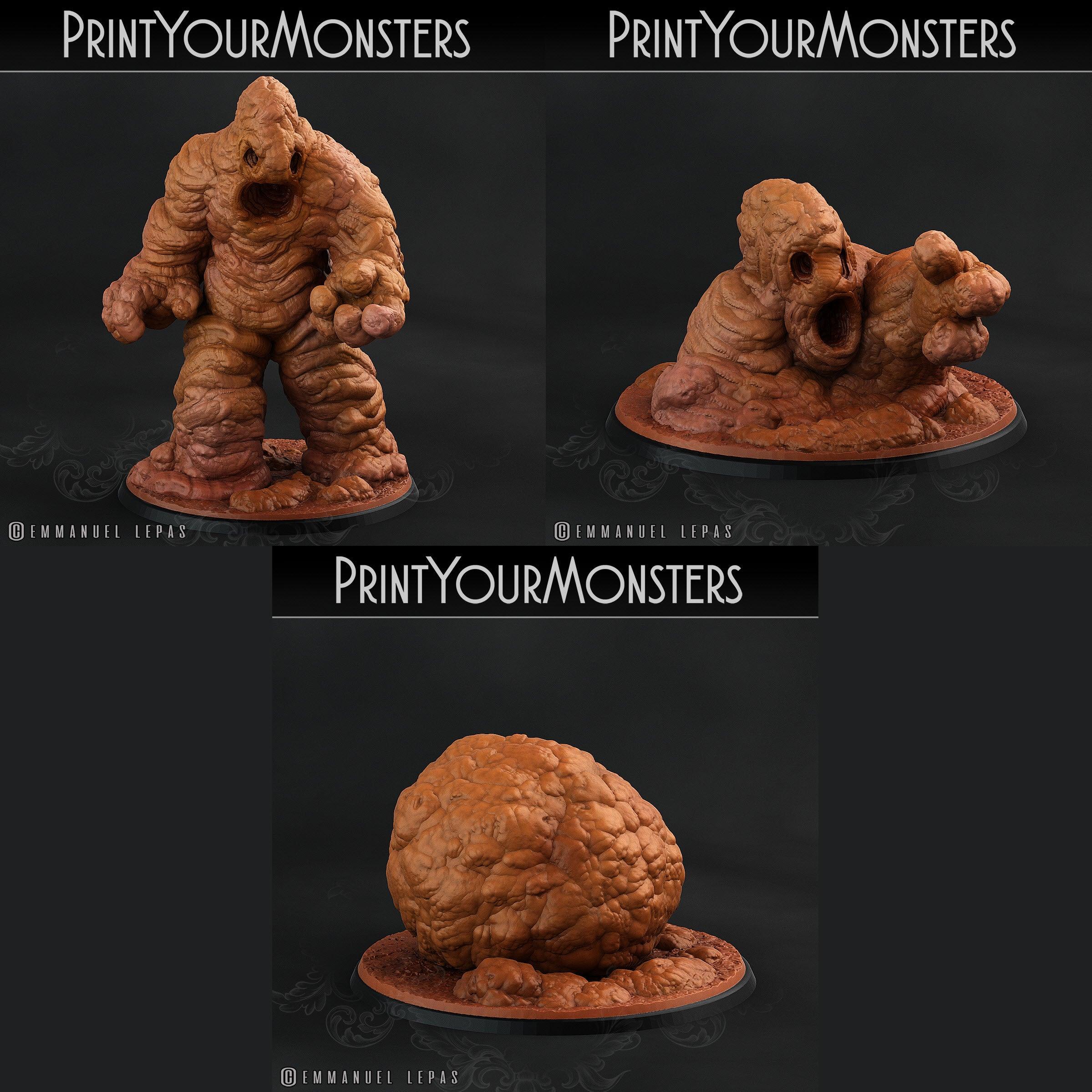 3D Printed Print Your Monsters Clay Golems - Total Golems 28mm - 32mm D&D Wargaming