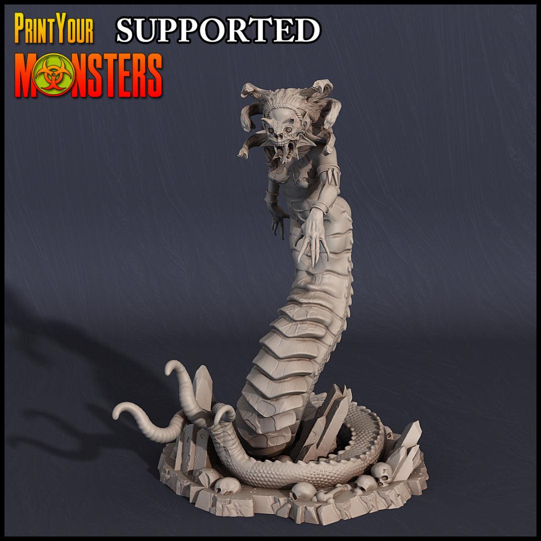 3D Printed Print Your Monsters Dark Elves Medusa 28mm - 32mm D&D Wargaming