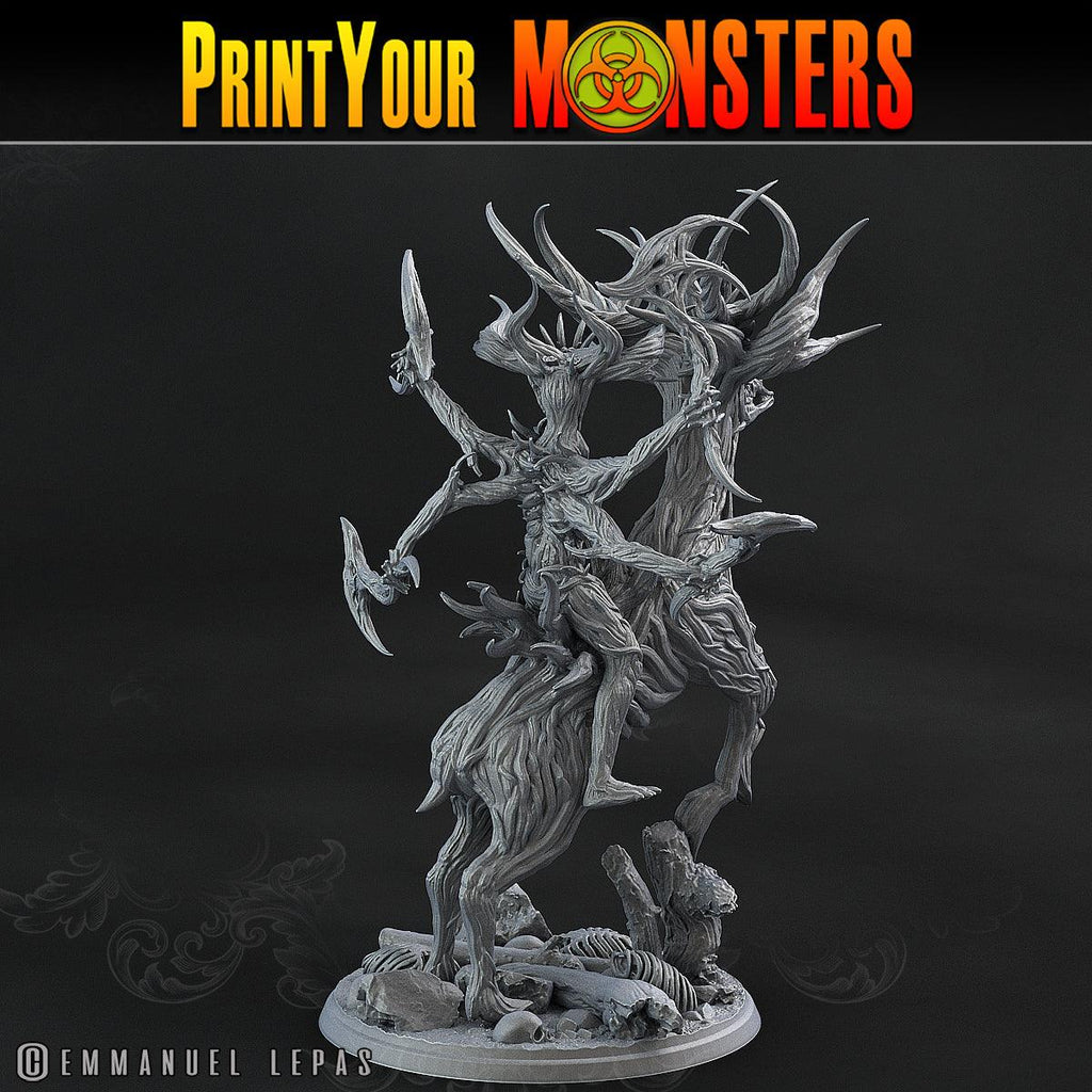 3D Printed Print Your Monsters Dark Tree Man Champion The Shadowcreep Wood Set 28mm - 32mm D&D Wargaming