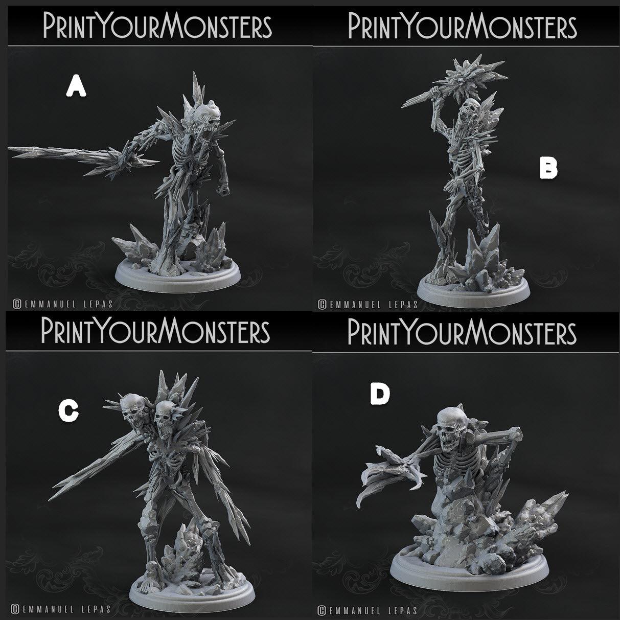 3D Printed Print Your Monsters Frozen Skeletons The Wrath of Gloomrime Monsters Part I Set 28mm - 32mm D&D Wargaming