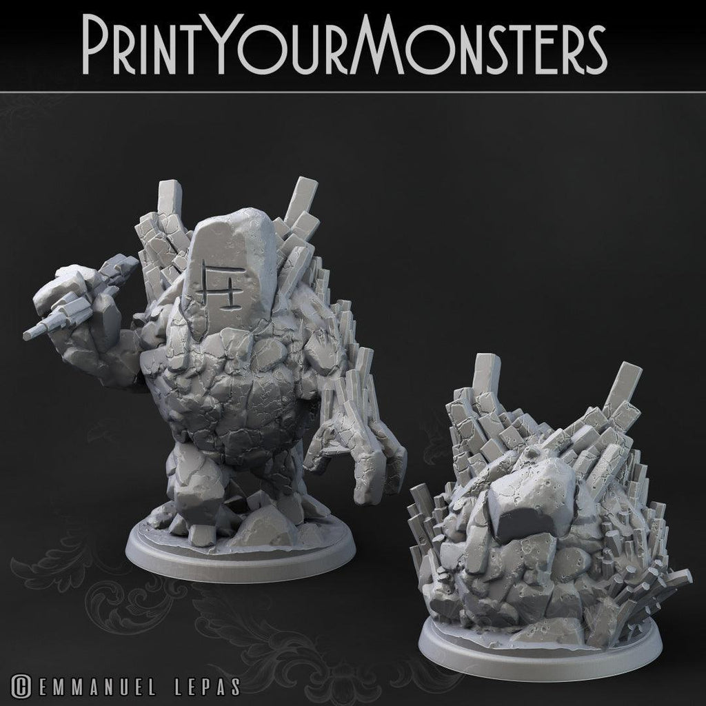 3D Printed Print Your Monsters Gardiens Basalt Earth Elemental Set 28mm - 32mm D&D Wargaming