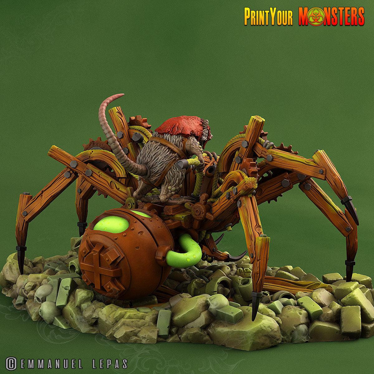 3D Printed Print Your Monsters Giant Mechanic Spiders and Riders The Toxic Rats Domination Set 28mm - 32mm D&D Wargaming