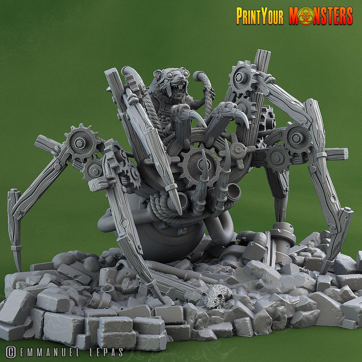 3D Printed Print Your Monsters Giant Mechanic Spiders and Riders The Toxic Rats Domination Set 28mm - 32mm D&D Wargaming