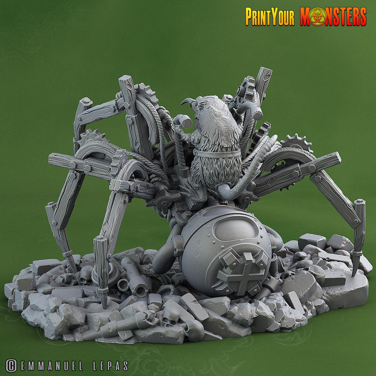 3D Printed Print Your Monsters Giant Mechanic Spiders and Riders The Toxic Rats Domination Set 28mm - 32mm D&D Wargaming