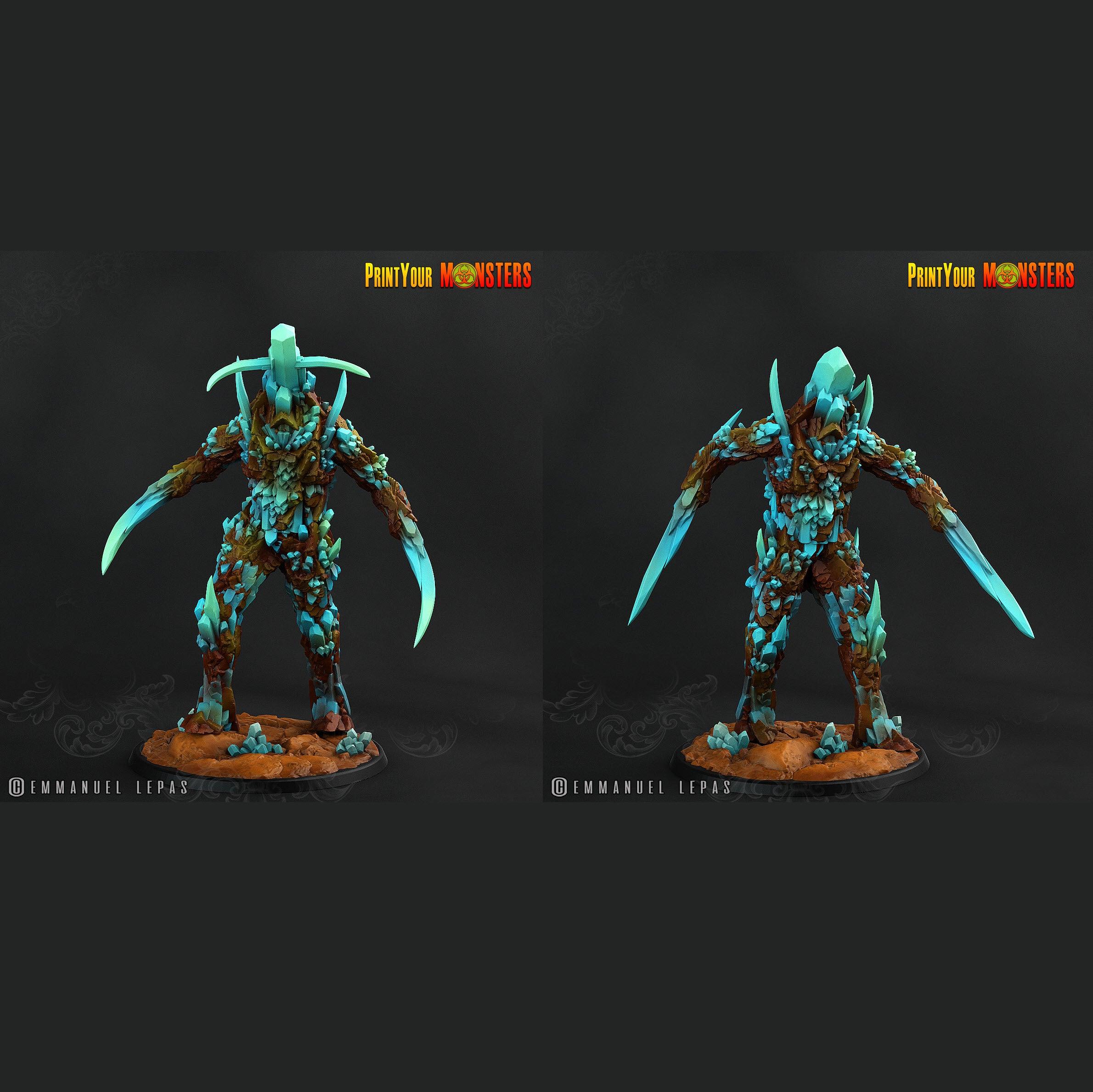 3D Printed Print Your Monsters Giant Sapphire Guardians Legendary Crystal Monsters 28mm - 32mm D&D Wargaming