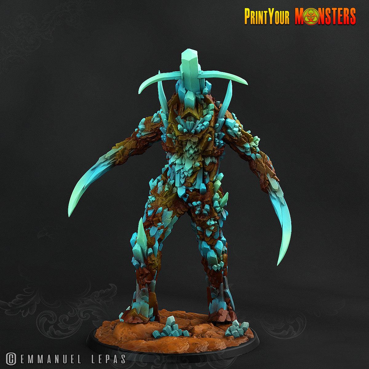 3D Printed Print Your Monsters Giant Sapphire Guardians Legendary Crystal Monsters 28mm - 32mm D&D Wargaming