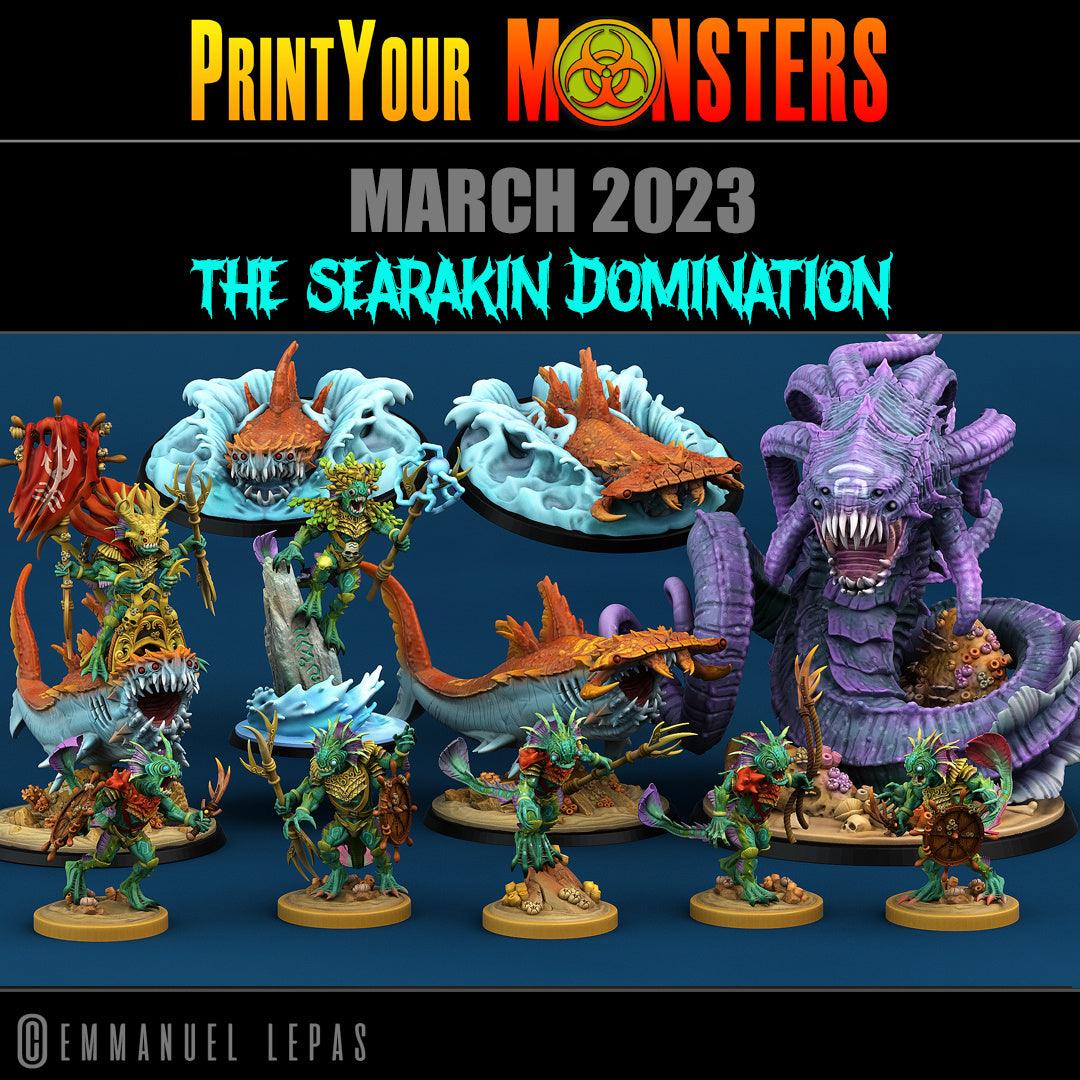 3D Printed Print Your Monsters Giant Searaleth The Searakin Domination Set 28mm - 32mm D&D Wargaming