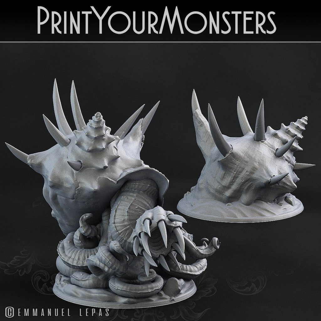 3D Printed Print Your Monsters Giant Shells Lurkers of the Deep 28mm - 32mm D&D Wargaming