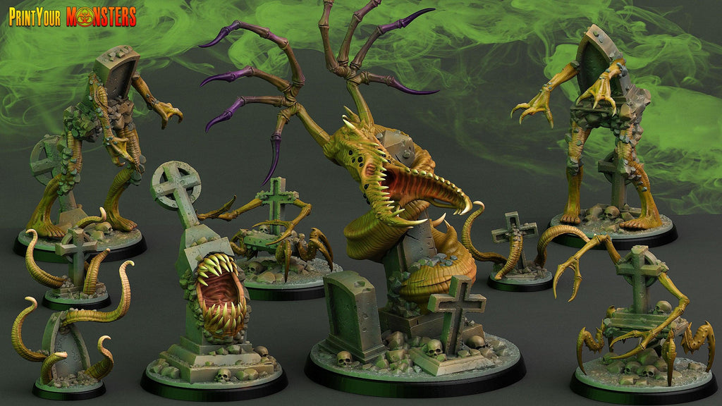 3D Printed Print Your Monsters Graveyard Spiders The Living Graveyard 28mm - 32mm D&D Wargaming