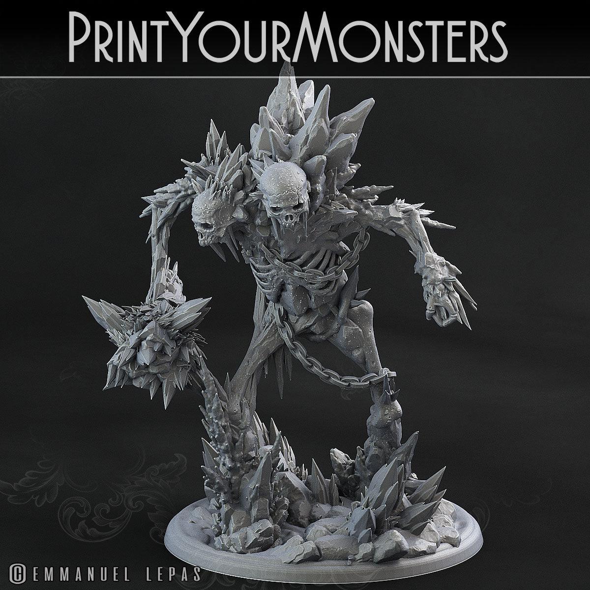 3D Printed Print Your Monsters Hoarfrost Ettin Skeletons The Wrath of Gloomrime Monsters Part II Set 28mm - 32mm D&D Wargaming
