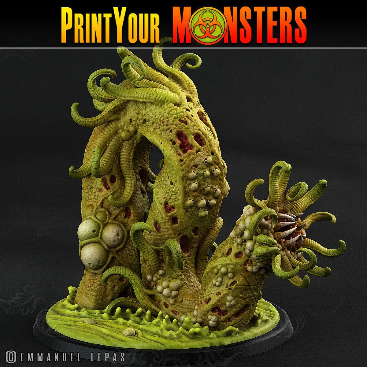 3D Printed Print Your Monsters Horrific Plague Worm Plague Army Of Spooky Swamp Set 28mm - 32mm D&D Wargaming