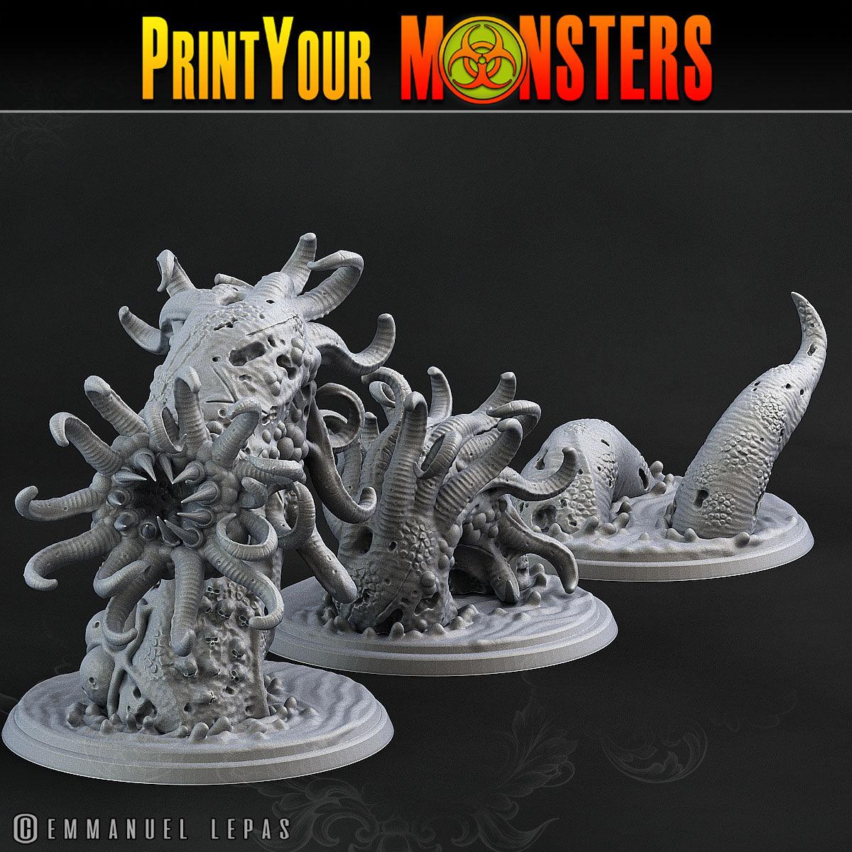 3D Printed Print Your Monsters Horrific Plague Worm Plague Army Of Spooky Swamp Set 28mm - 32mm D&D Wargaming