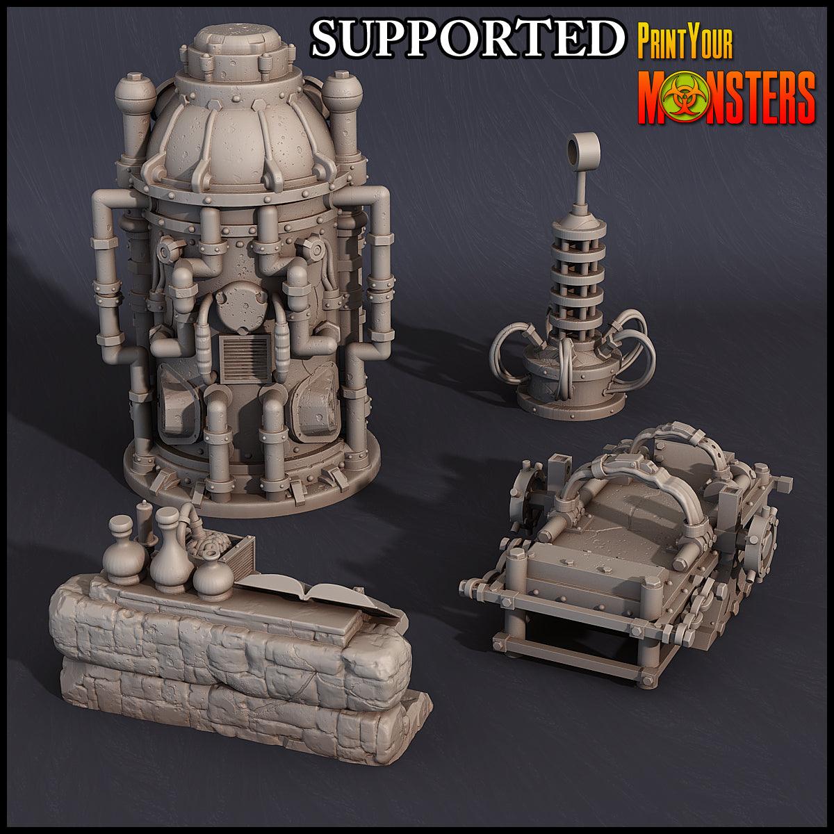 3D Printed Print Your Monsters Horrifying Laboratory Terrain Pack 28mm - 32mm D&D Wargaming