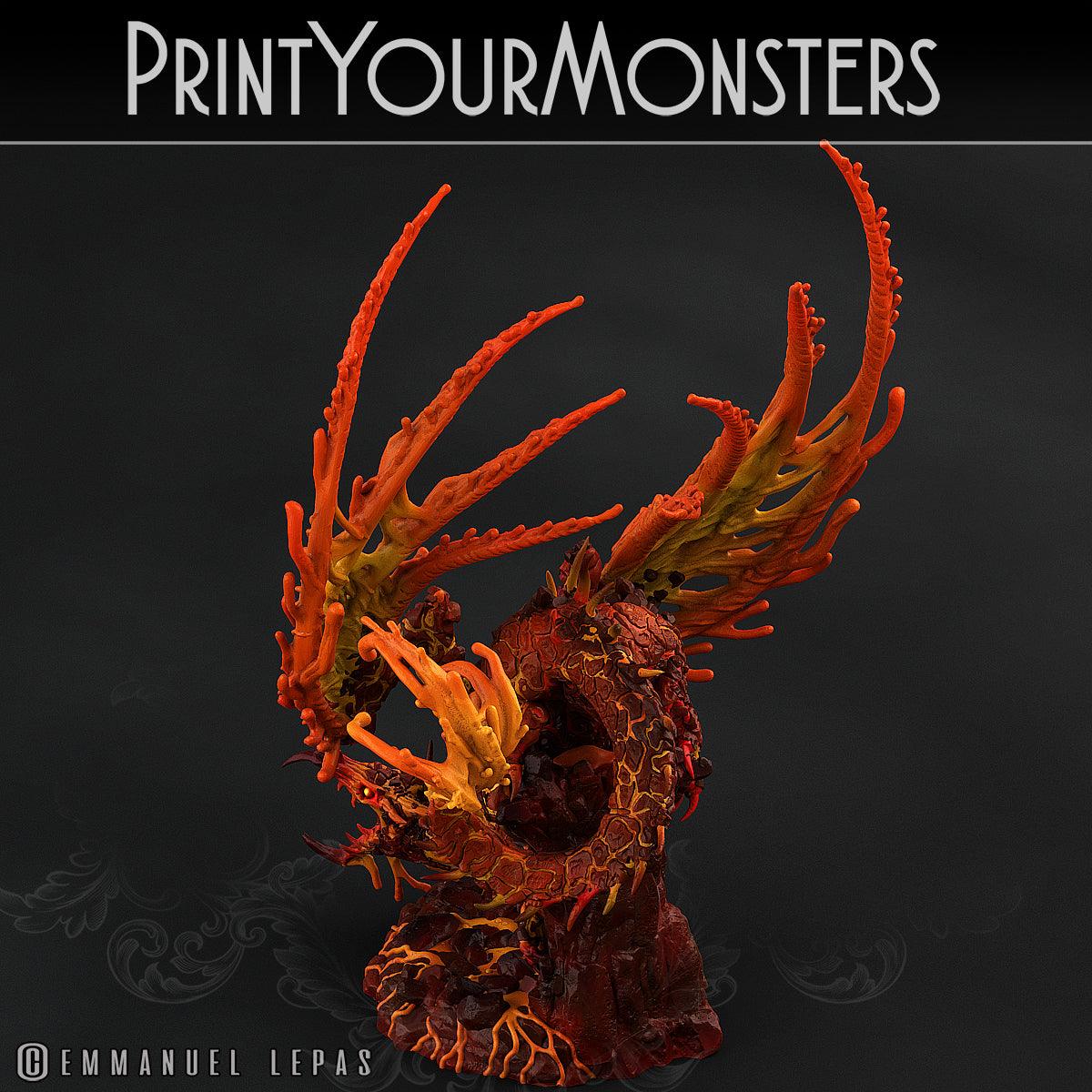3D Printed Print Your Monsters Infernal Magma Dragon 28mm - 32mm D&D Wargaming