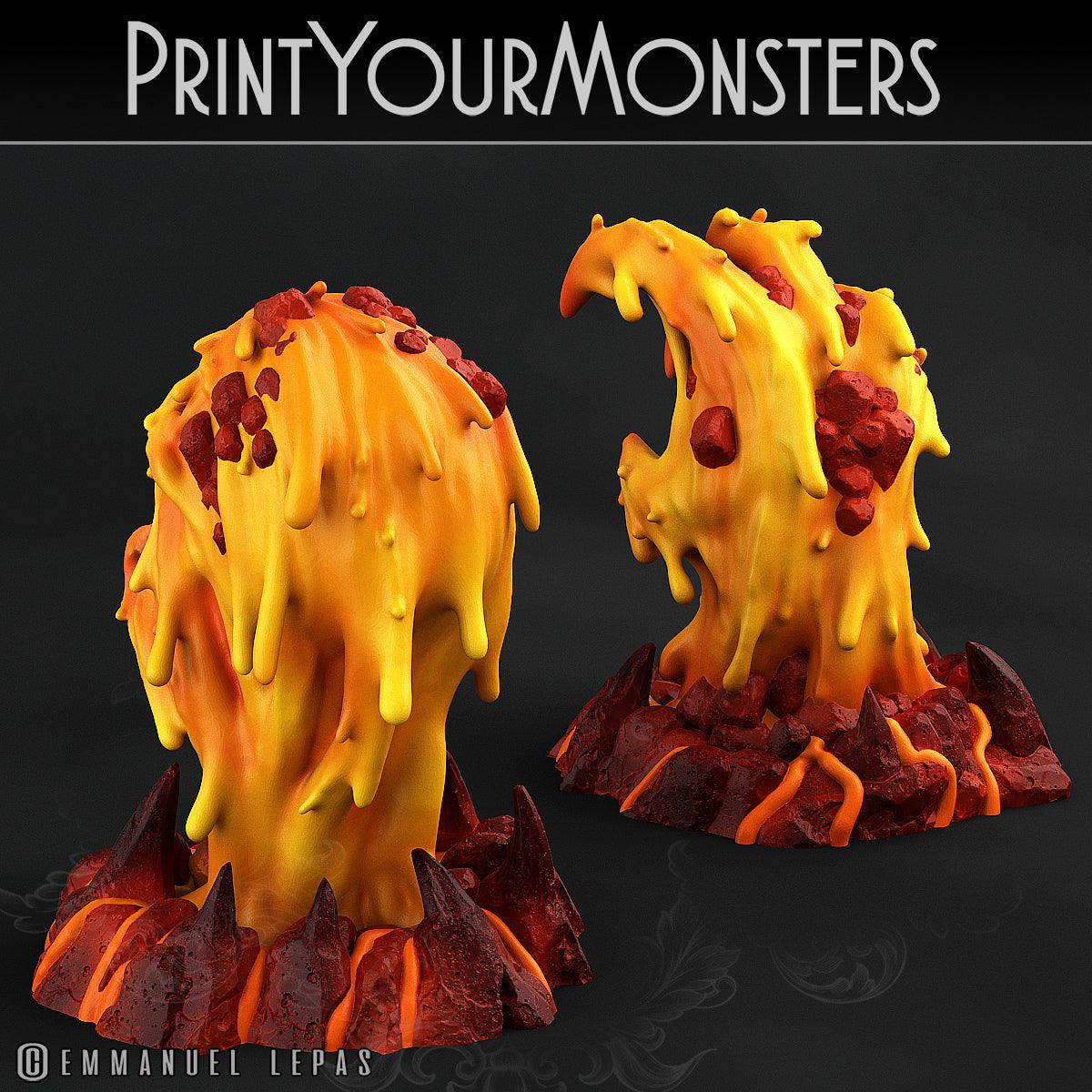 3D Printed Print Your Monsters Infernal Magma Skull and Hand 28mm - 32mm D&D Wargaming