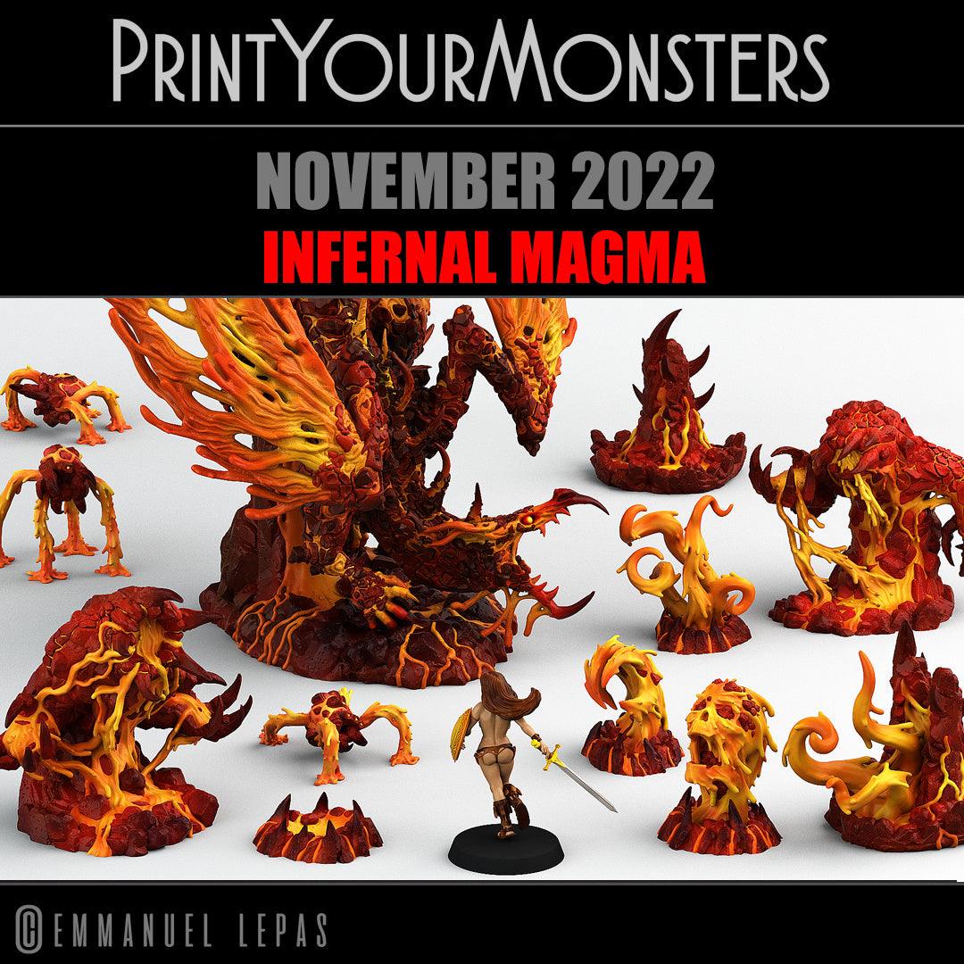 3D Printed Print Your Monsters Infernal Magma Skull and Hand 28mm - 32mm D&D Wargaming