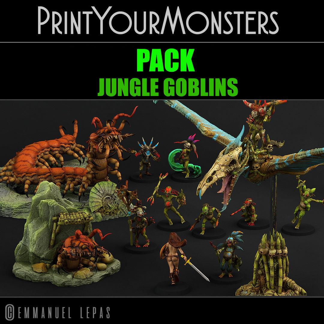 3D Printed Print Your Monsters Jungle Goblins Pack 28mm - 32mm D&D Wargaming