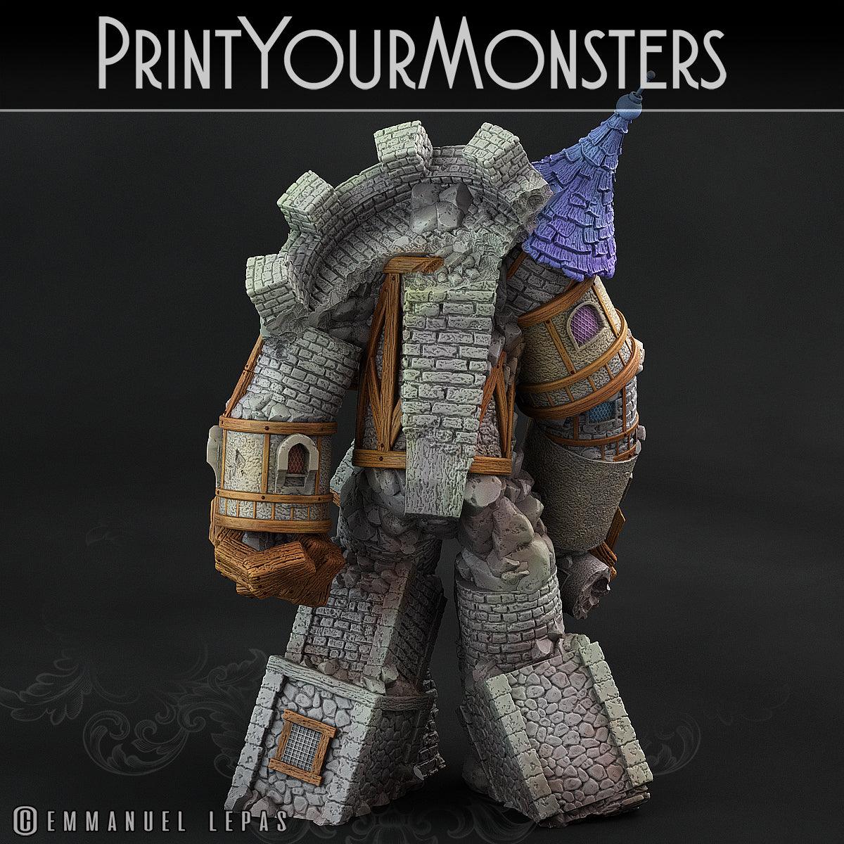 3D Printed Print Your Monsters Medieval Construct Golem - Total Golems 28mm - 32mm D&D Wargaming