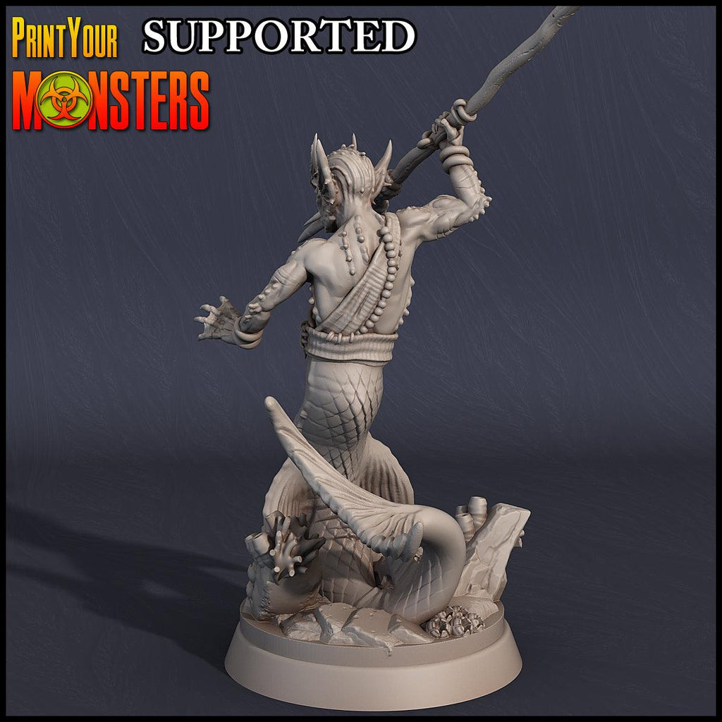 3D Printed Print Your Monsters Merman-Male Sea Elf Dark Water Sanctum 28mm - 32mm D&D Wargaming