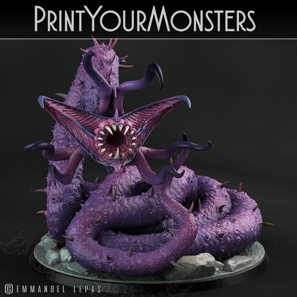 3D Printed Print Your Monsters Necrothelid Worms Subterranean Terrors 28mm - 32mm D&D Wargaming