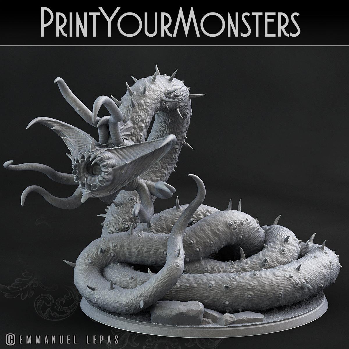 3D Printed Print Your Monsters Necrothelid Worms Subterranean Terrors 28mm - 32mm D&D Wargaming