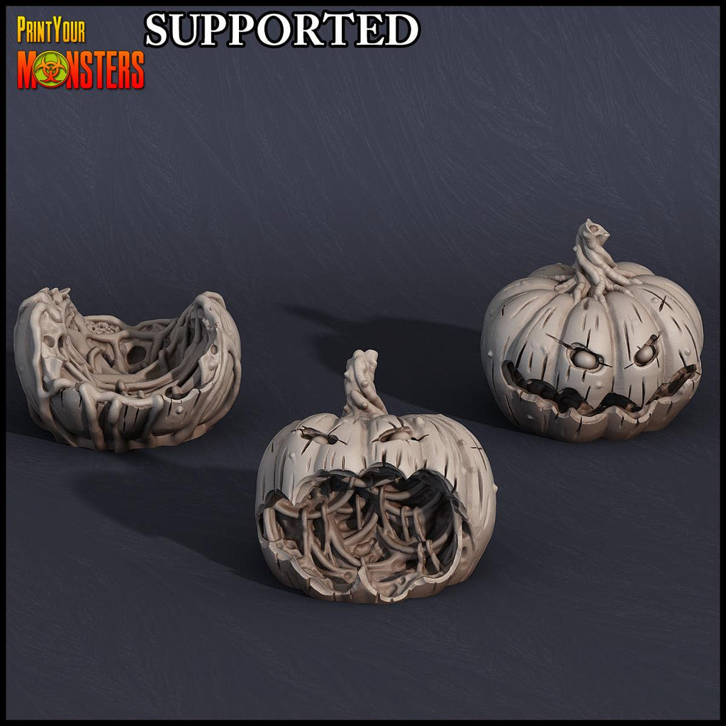 3D Printed Print Your Monsters Pumpkin Chariot and Heads Pumpkins Attack Pack 28mm - 32mm D&D Wargaming