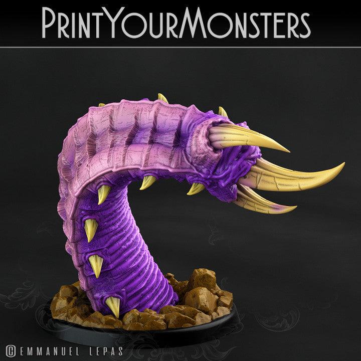 3D Printed Print Your Monsters Purple Worm Worms Subterranean Terrors 28mm - 32mm D&D Wargaming