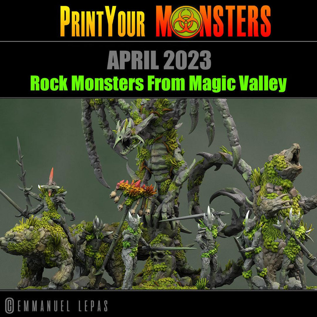 3D Printed Print Your Monsters Rock Champion Rock Monsters From Magic Valley Set 28mm - 32mm D&D Wargaming