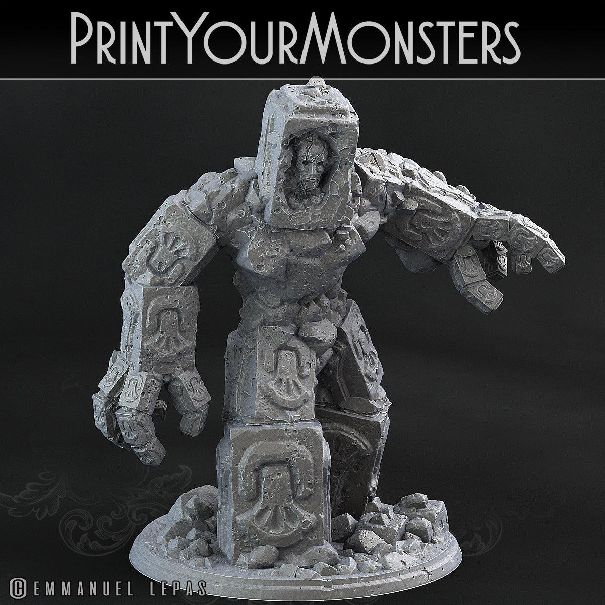 3D Printed Print Your Monsters Rock Golem - Total Golems 28mm - 32mm D&D Wargaming
