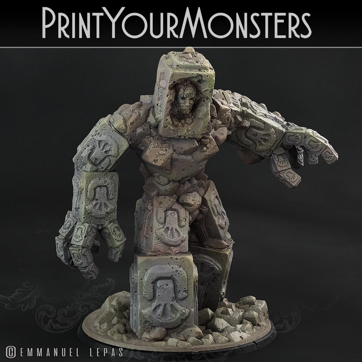 3D Printed Print Your Monsters Rock Golem - Total Golems 28mm - 32mm D&D Wargaming