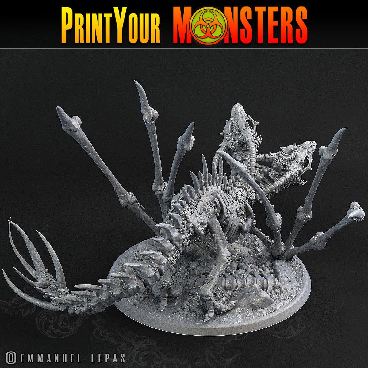 3D Printed Print Your Monsters Screaming Bone Dragon Land of Bones Set 28mm - 32mm D&D Wargaming