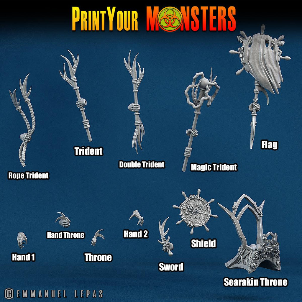 3D Printed Print Your Monsters Searakins The Searakin Domination Set 28mm - 32mm D&D Wargaming