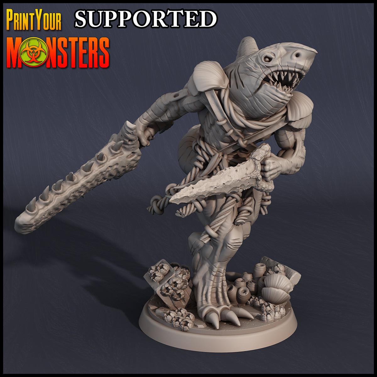 3D Printed Print Your Monsters Sekolin Sanctum Warrior Dark Water Sanctum 28mm - 32mm D&D Wargaming