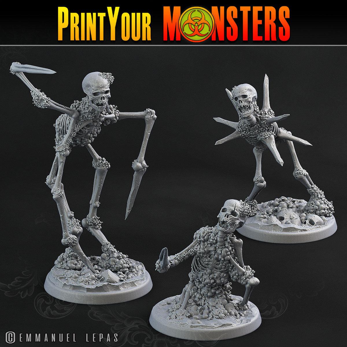 3D Printed Print Your Monsters Skeletons Land of Bones Set 28mm - 32mm D&D Wargaming