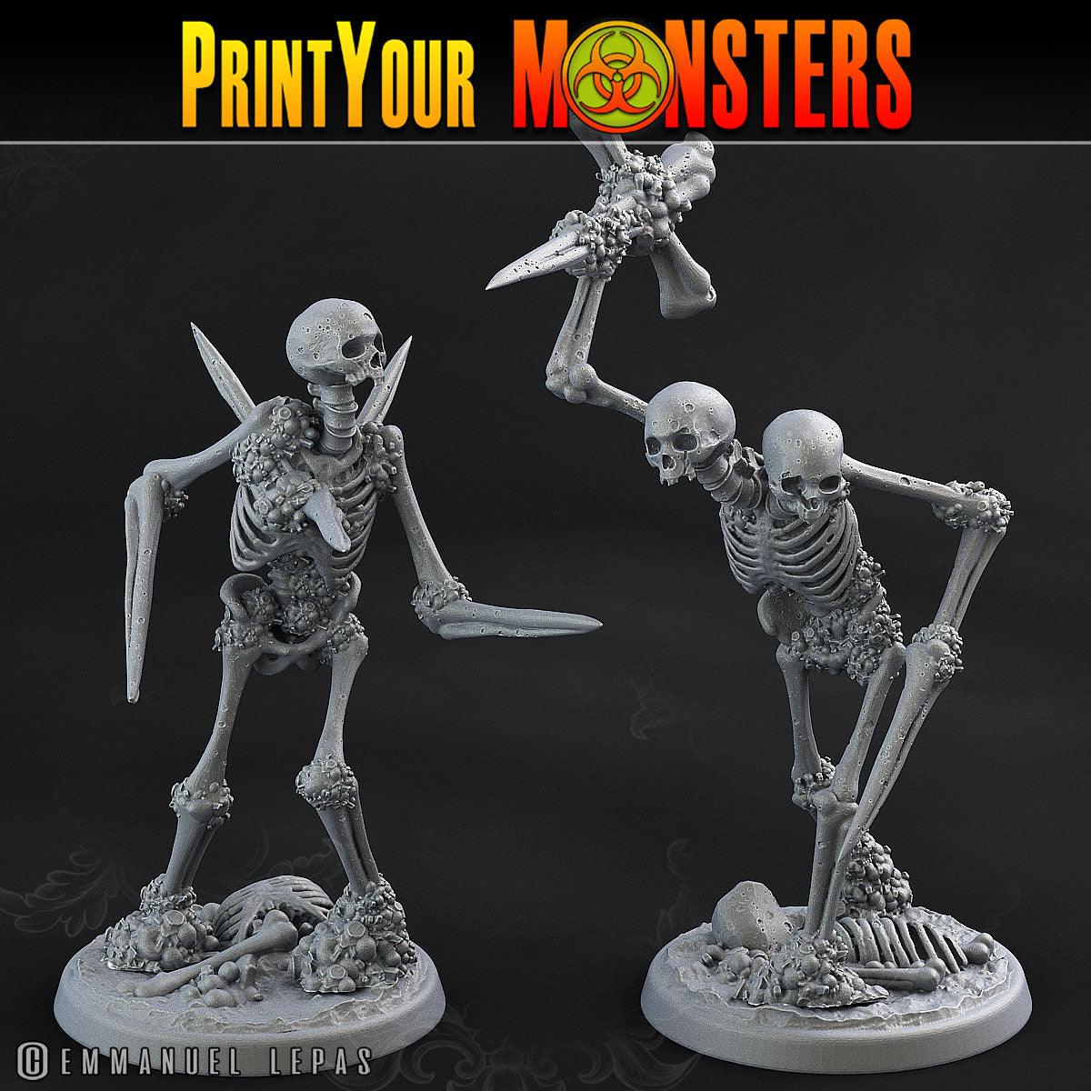 3D Printed Print Your Monsters Skeletons Land of Bones Set 28mm - 32mm D&D Wargaming