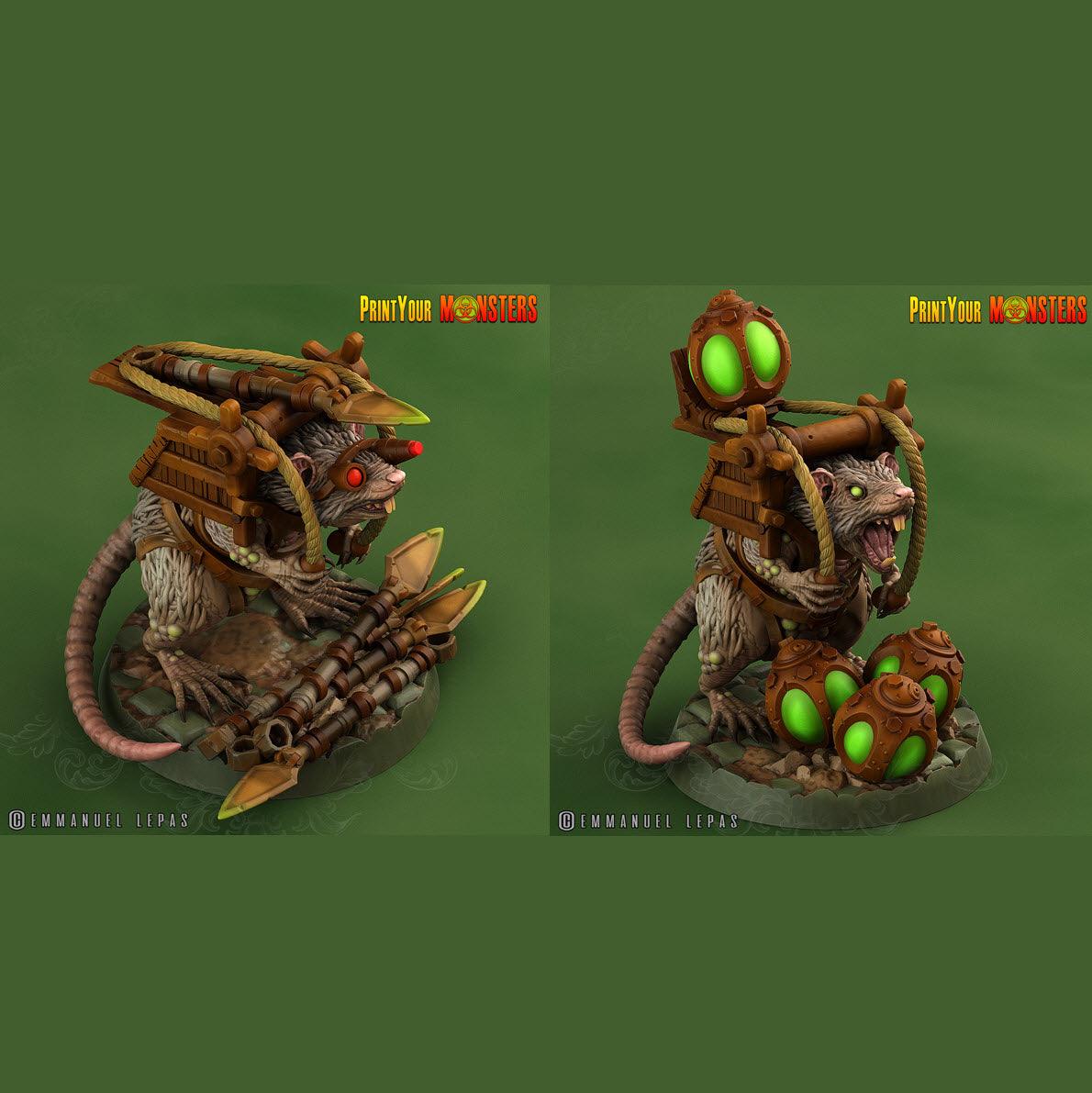 3D Printed Print Your Monsters Skirmisher Rats The Toxic Rats Domination Set 28mm - 32mm D&D Wargaming