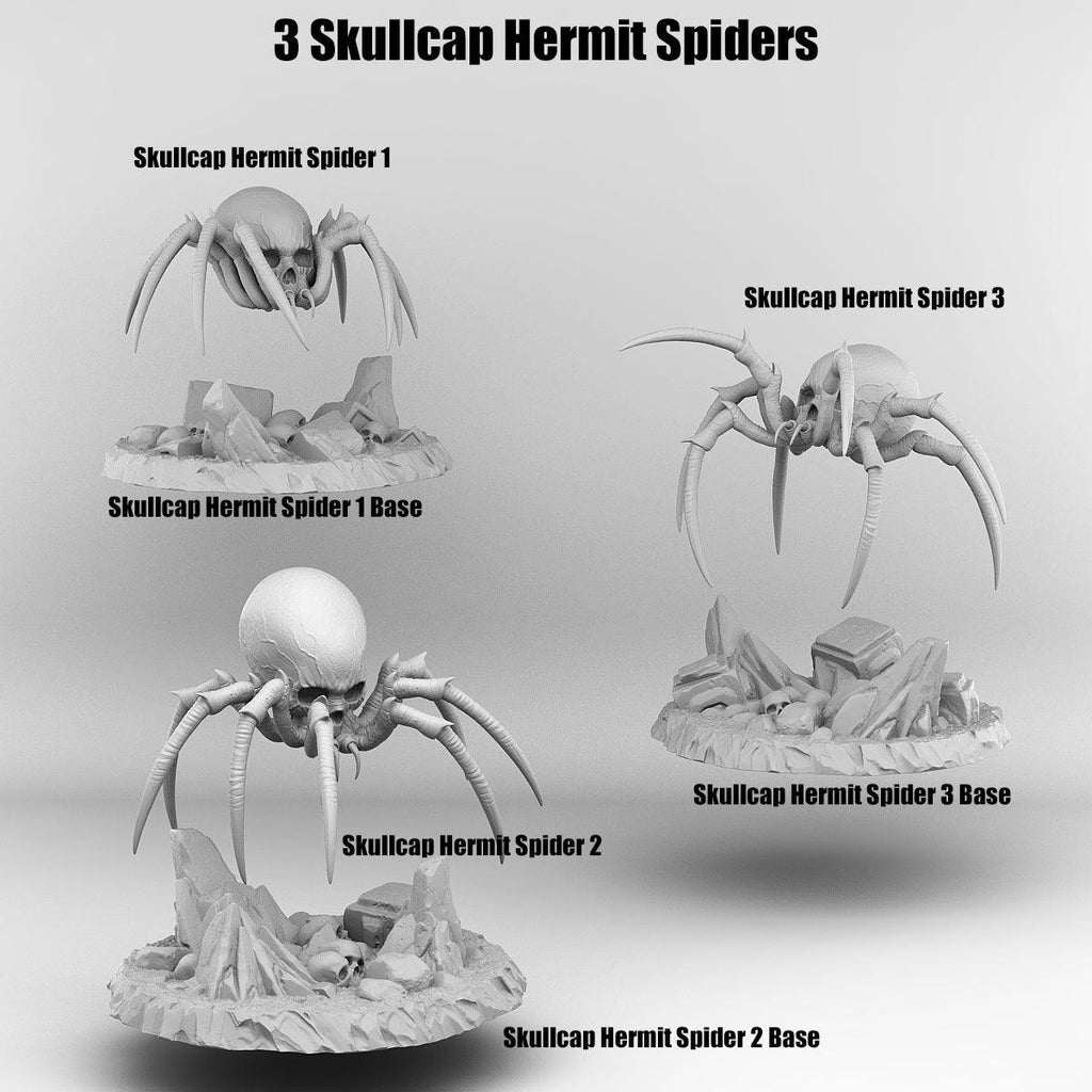 3D Printed Print Your Monsters Skullcap Hermit Spiders 28mm - 32mm D&D Wargaming
