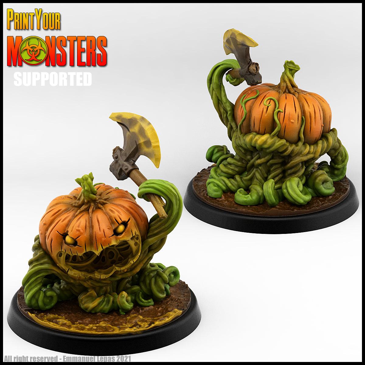 3D Printed Print Your Monsters Small Pumpkin Soldier Axe Pumpkins Attack Pack 28mm - 32mm D&D Wargaming