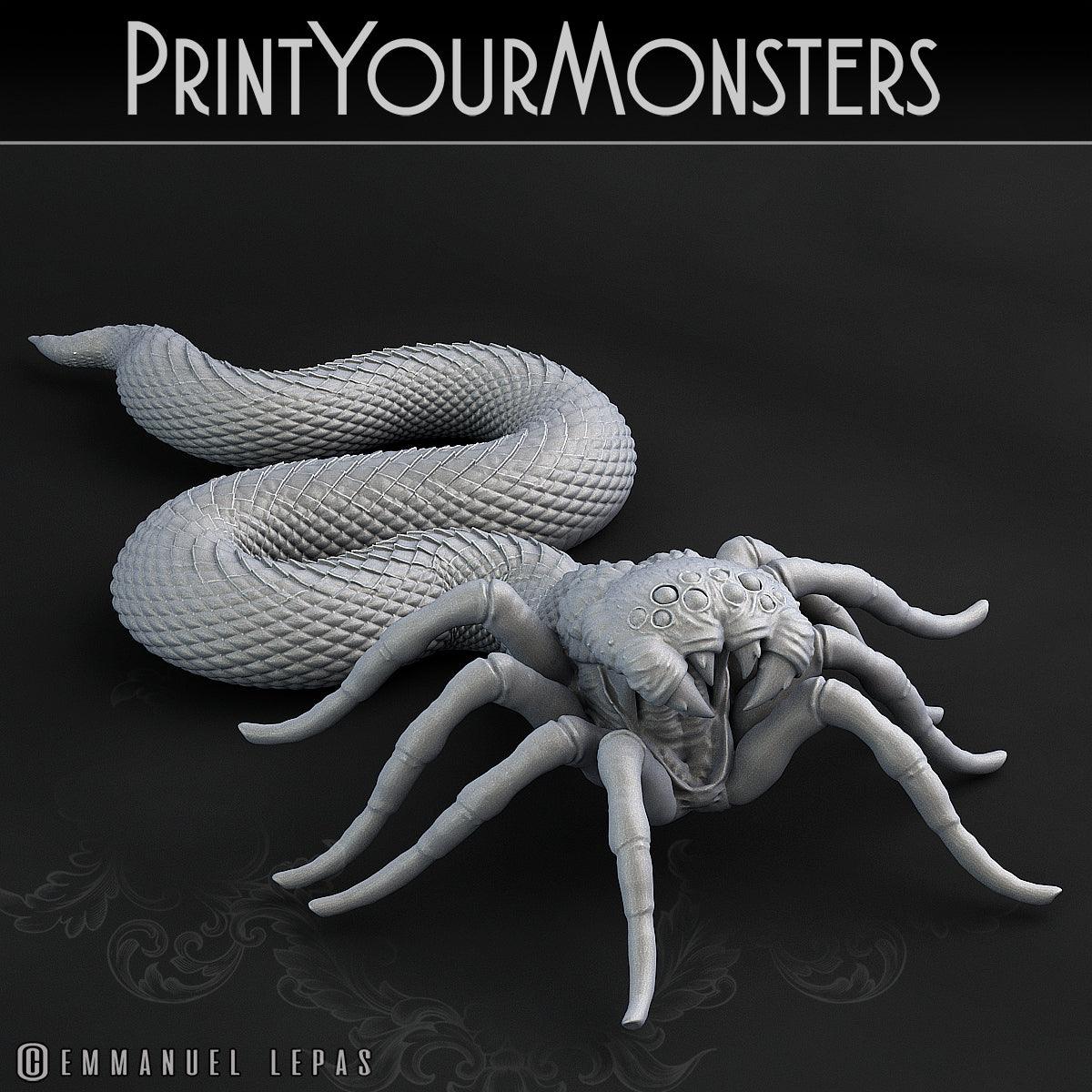 3D Printed Print Your Monsters Spidersnake Total Serpents 28mm - 32mm D&D Wargaming