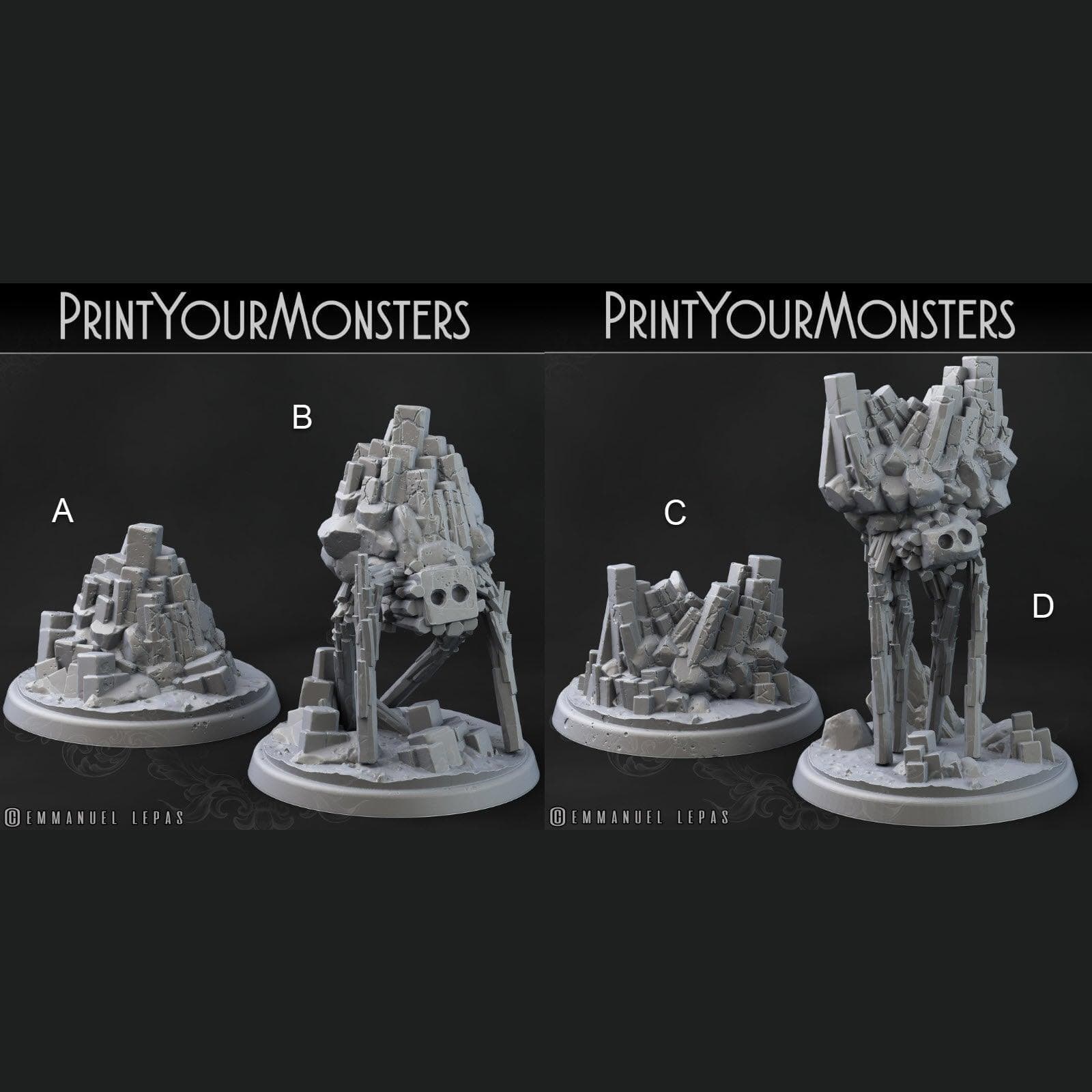 3D Printed Print Your Monsters Terranids Basalt Earth Elemental Set 28mm - 32mm D&D Wargaming