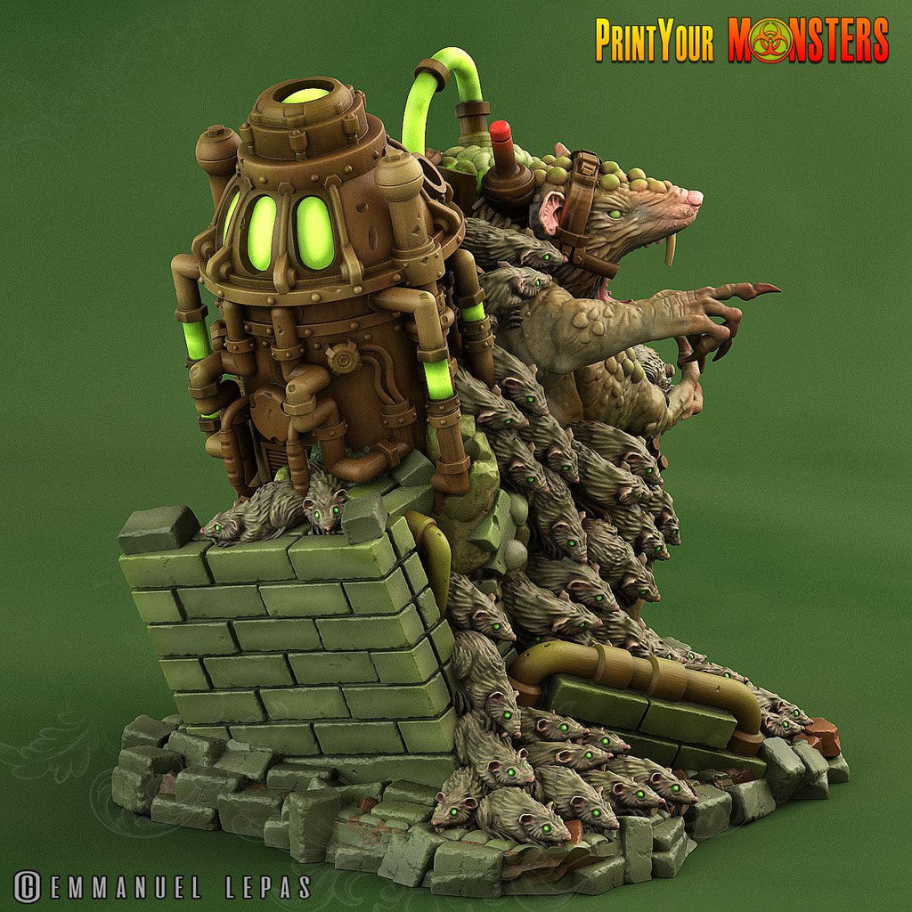 3D Printed Print Your Monsters The Toxic Double Headed Rat King The Toxic Rats Domination Set 28mm - 32mm D&D Wargaming
