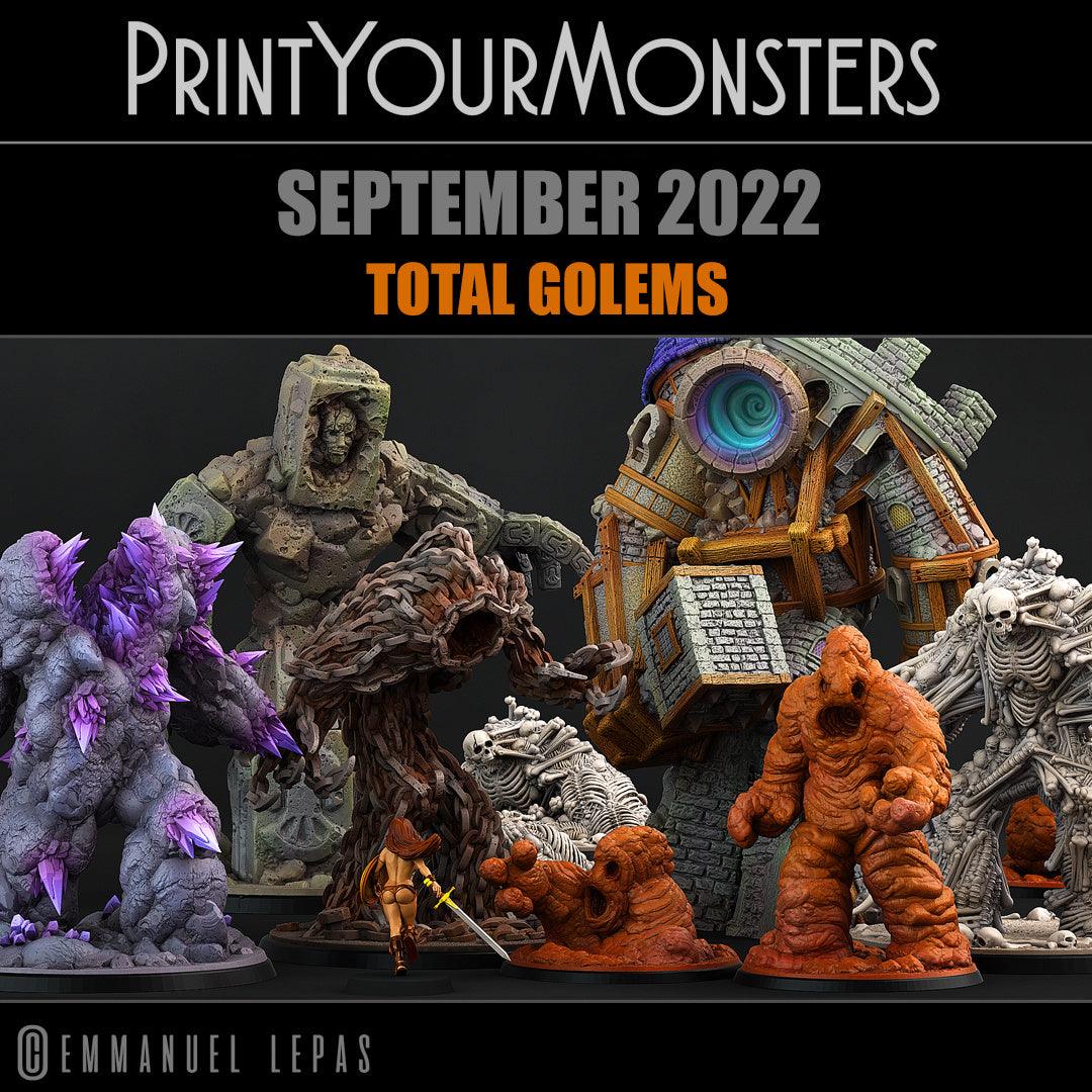 3D Printed Print Your Monsters Total Golems Set 28mm - 32mm D&D Wargaming