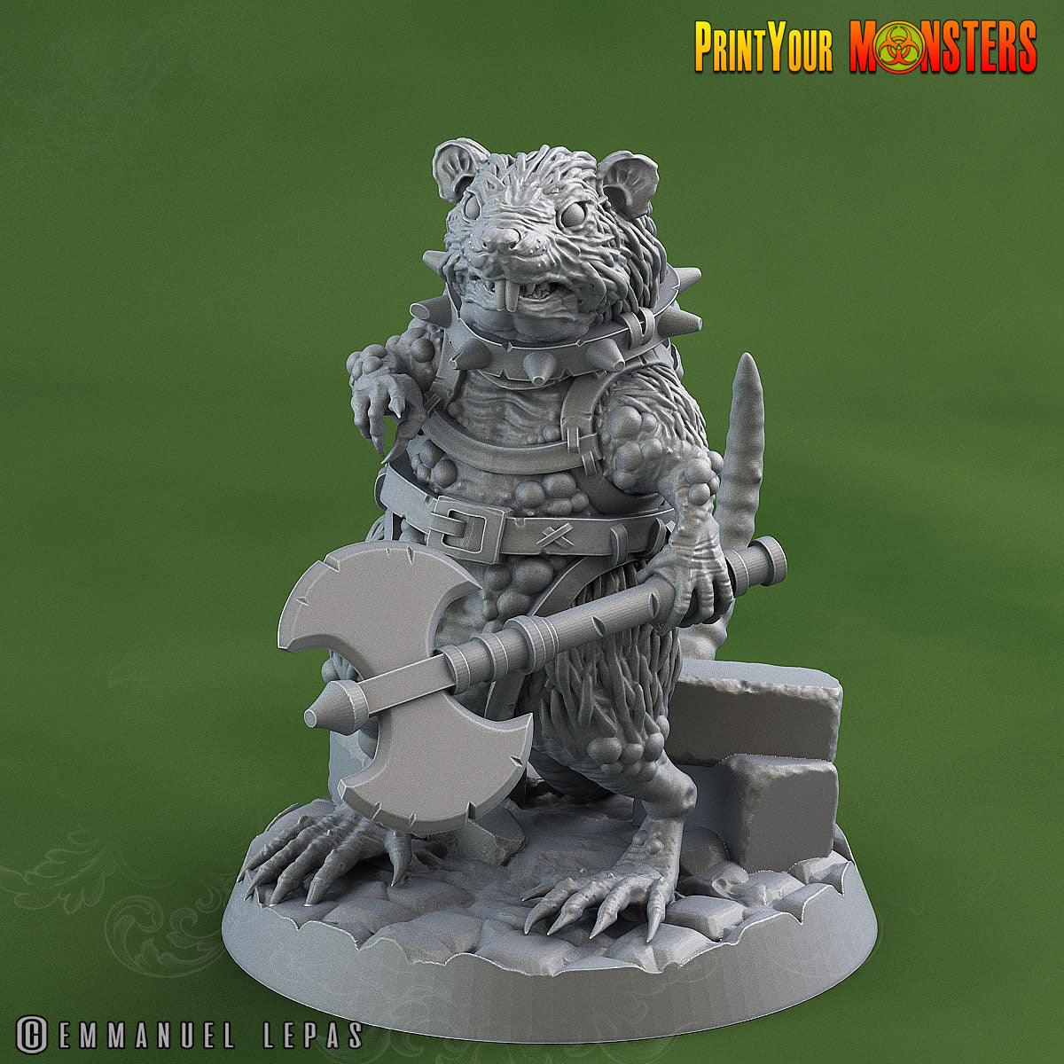 3D Printed Print Your Monsters Toxic Rat Soldiers The Toxic Rats Domination Set 28mm - 32mm D&D Wargaming
