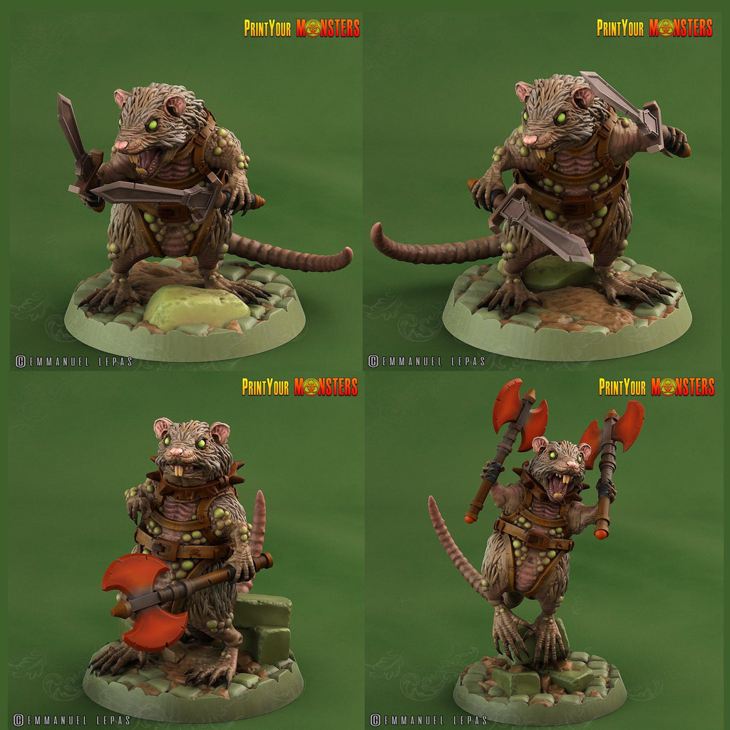 3D Printed Print Your Monsters Toxic Rat Soldiers The Toxic Rats Domination Set 28mm - 32mm D&D Wargaming