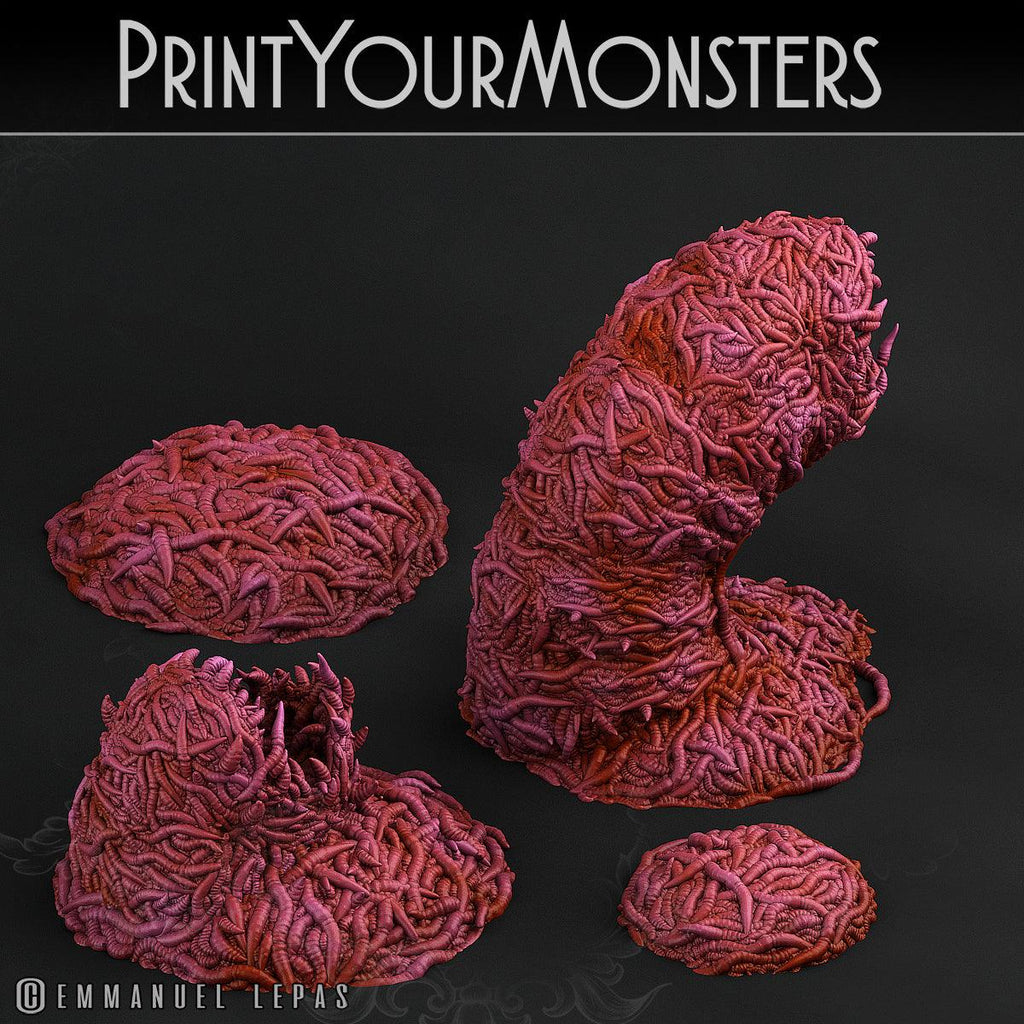 3D Printed Print Your Monsters Worm Swarm Total Worms 2 Set 28mm - 32mm D&D Wargaming