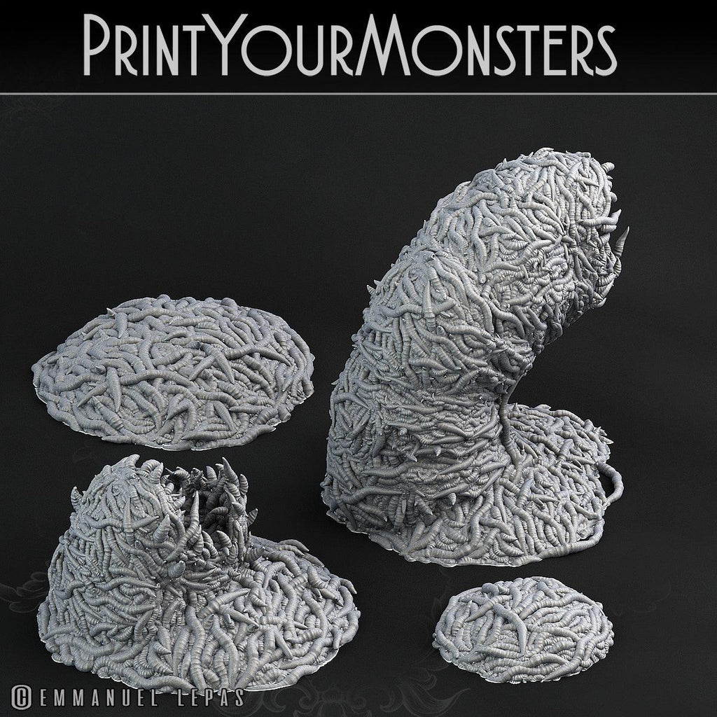 3D Printed Print Your Monsters Worm Swarm Total Worms 2 Set 28mm - 32mm D&D Wargaming
