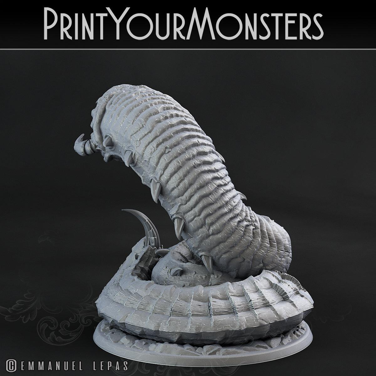 3D Printed Print Your Monsters Young Purple Worm Worms Subterranean Terrors 28mm - 32mm D&D Wargaming